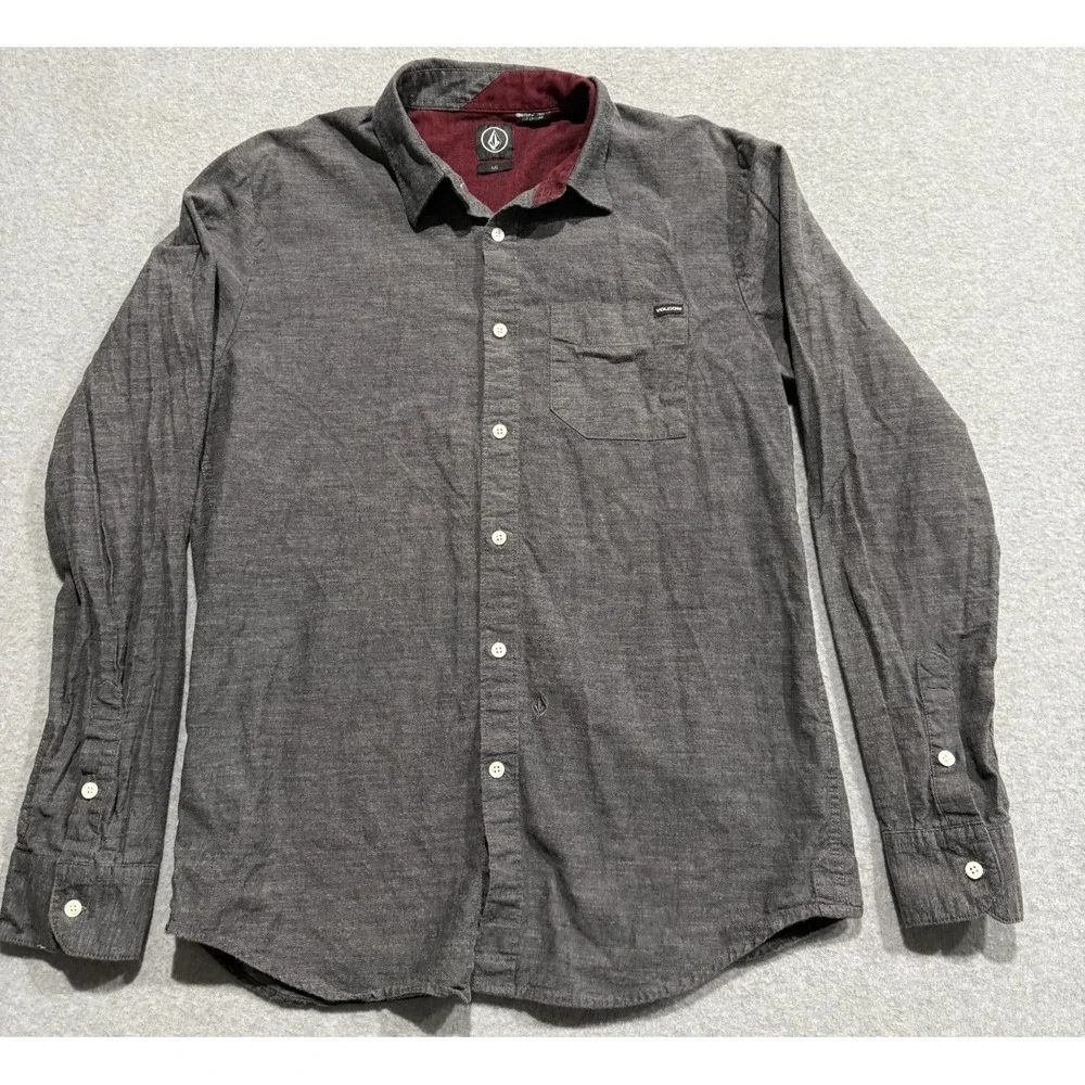 Volcom | Mens Dark Gray Casual Button Down Shirt - L - Picture 1 of 10